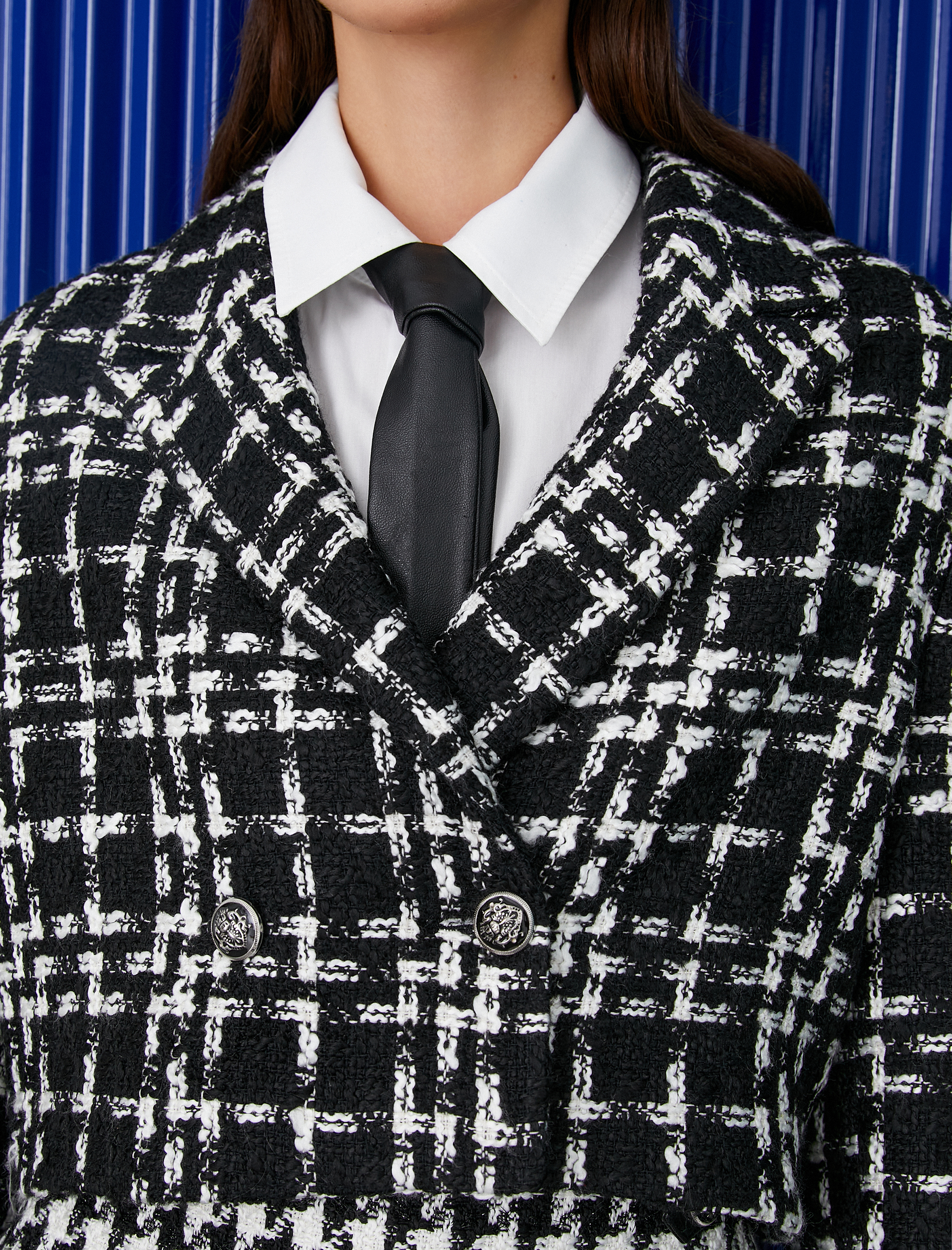   Crop Tüvit Blazer Ceket Kruvaze Arma Düğmeli