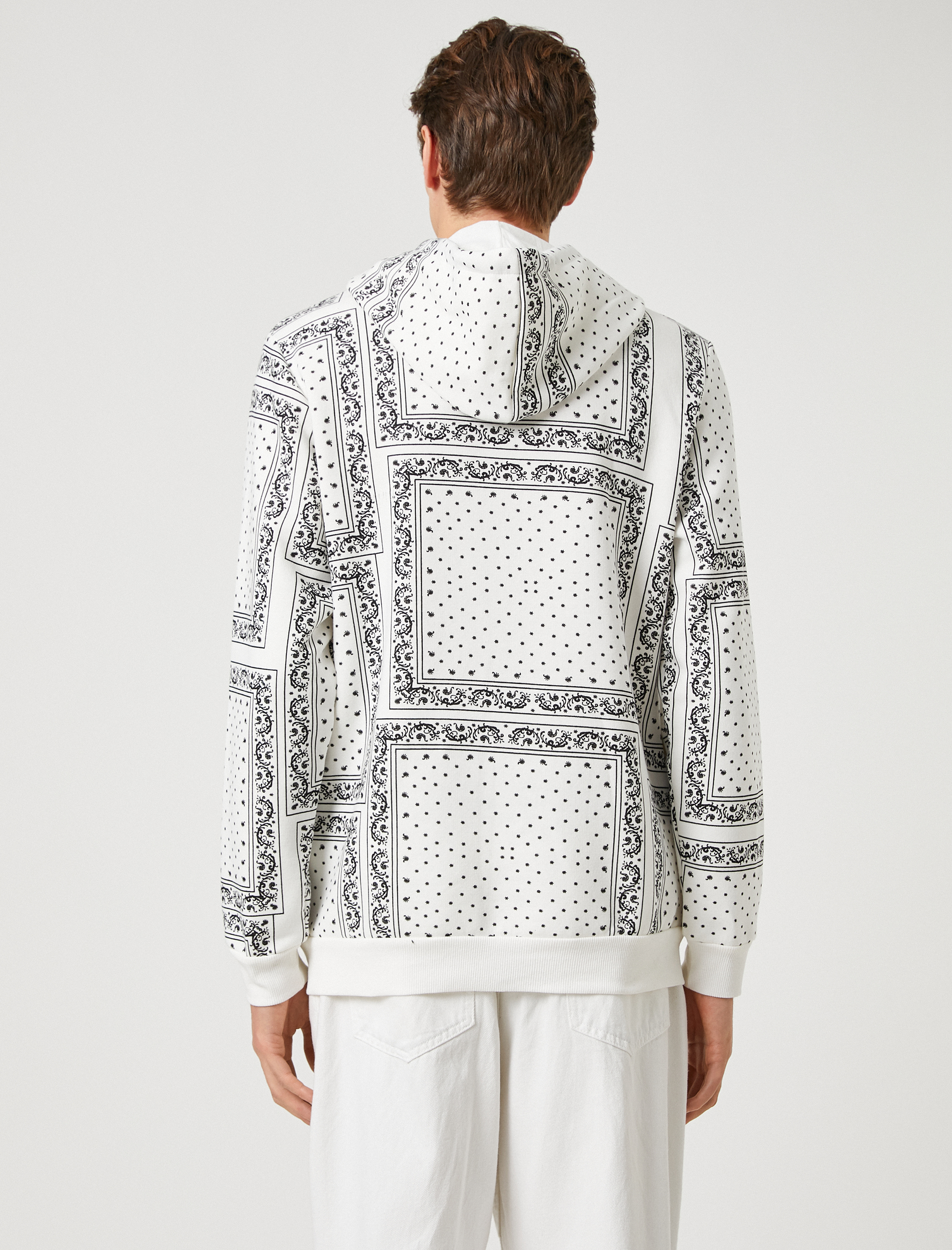 Kapşonlu Sweatshirt Uzun Kollu Şal Detaylı Şardonlu