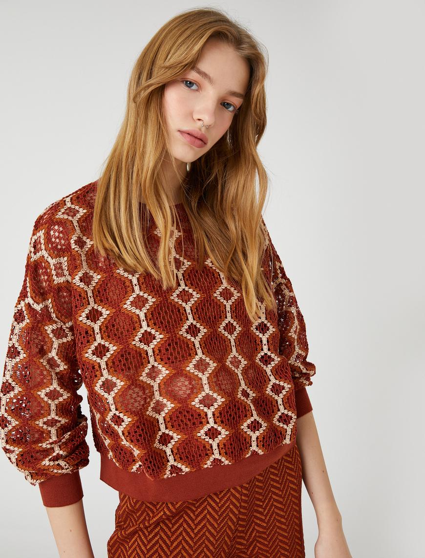   Aslıhan Malbora X Koton - Kroşe Örgü Sweatshirt