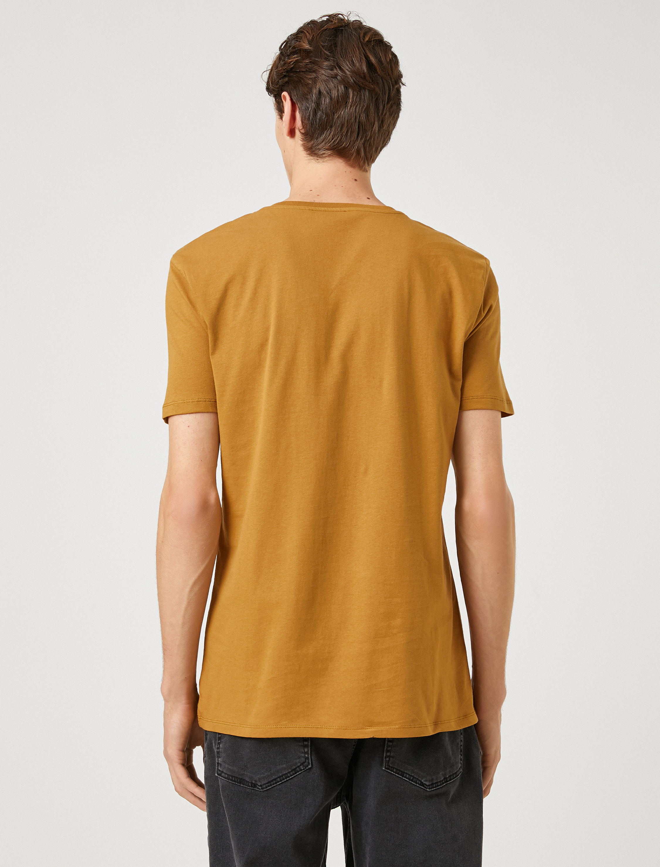   Kolej Tişört Baskılı Bisiklet Yaka Kısa Kollu Dar Kesim