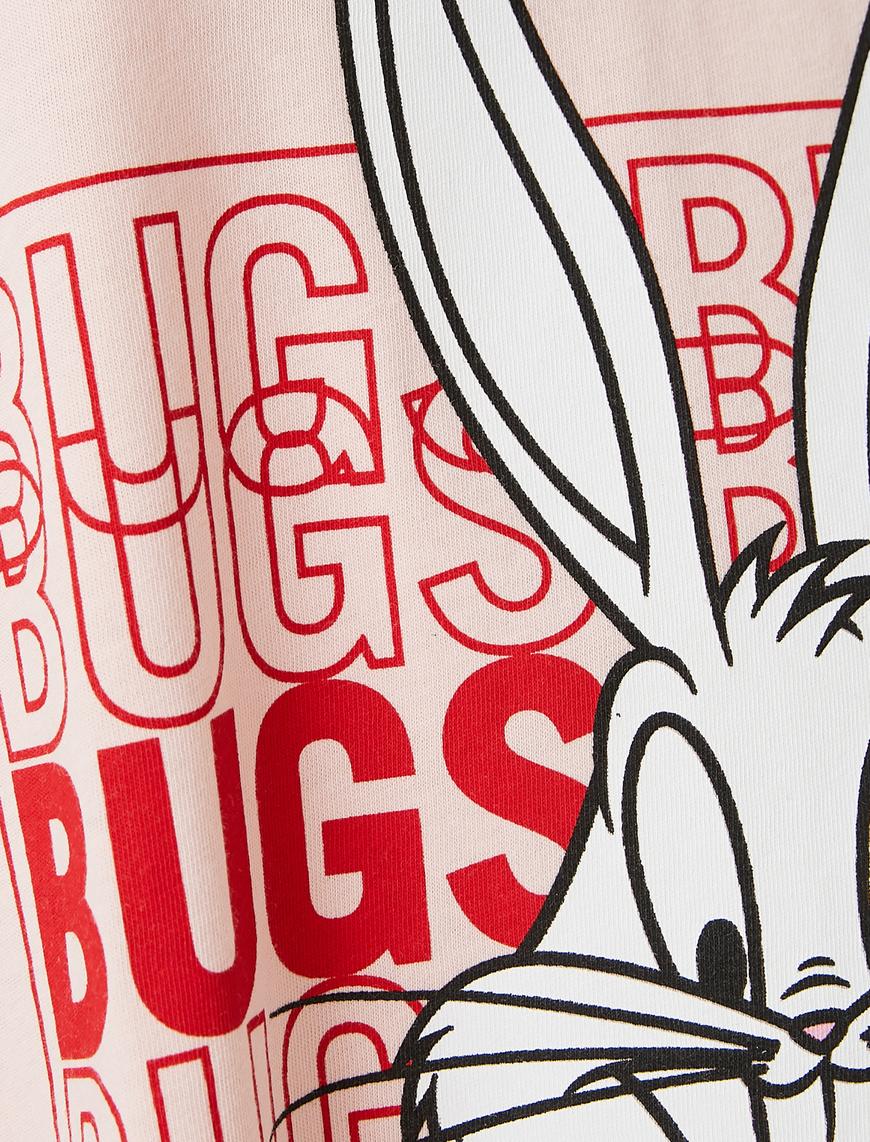   Bugs Bunny Lisanslı Gecelik Bisiklet Yaka Kısa Kollu