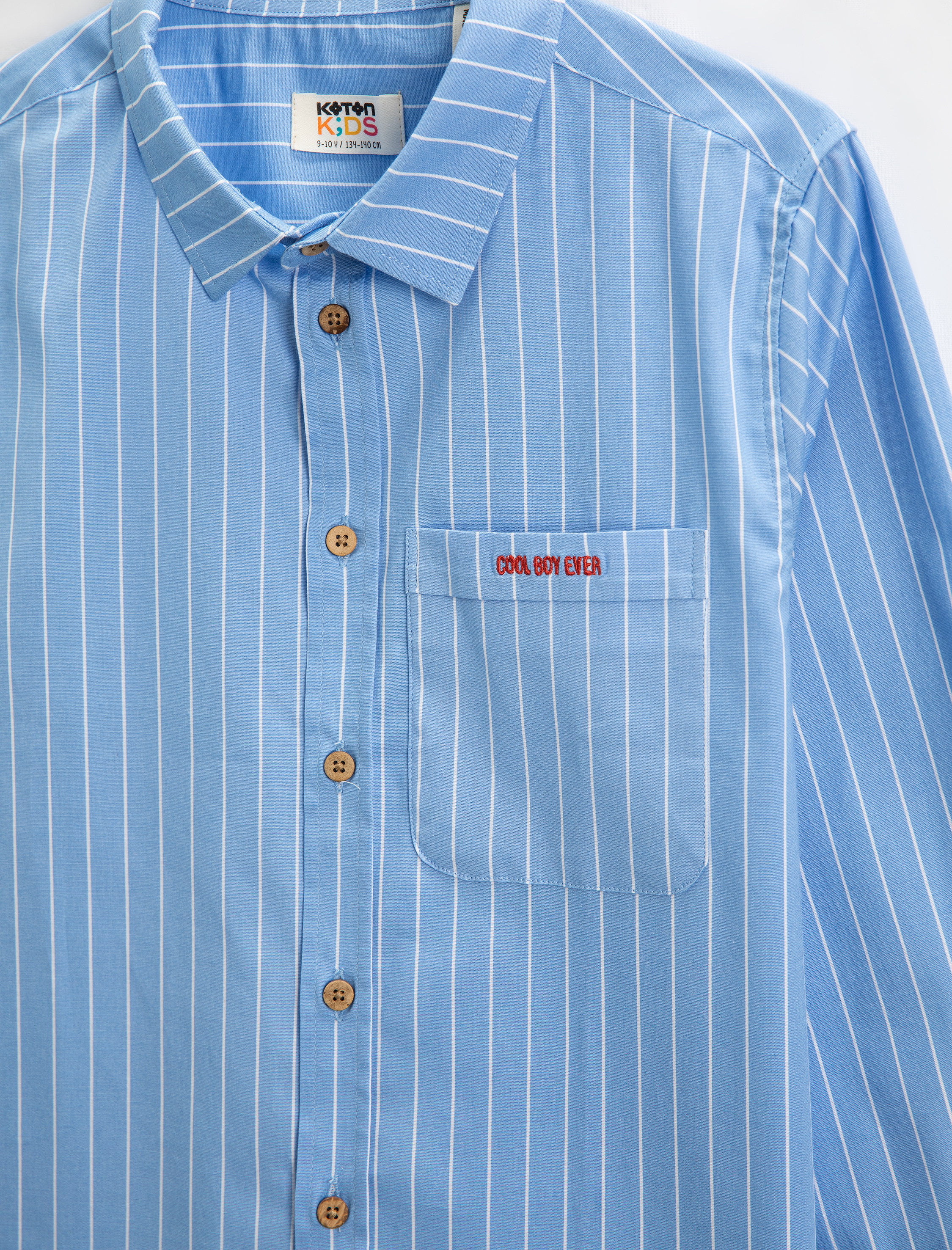  Erkek Çocuk Gömlek Uzun Kollu Tek Cepli İşleme Detaylı