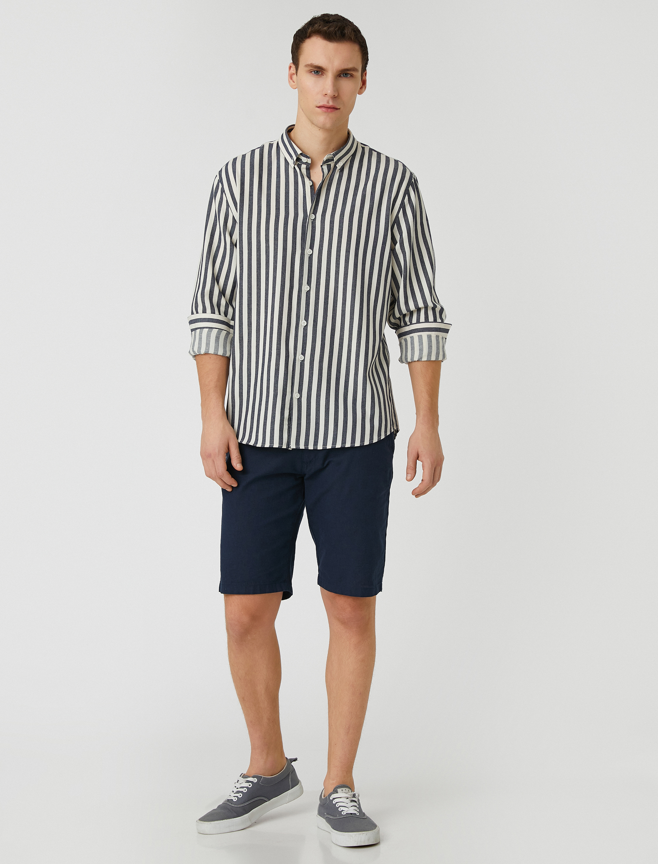   Spor Gömlek Uzun Kollu Klasik Yaka Slim Fit