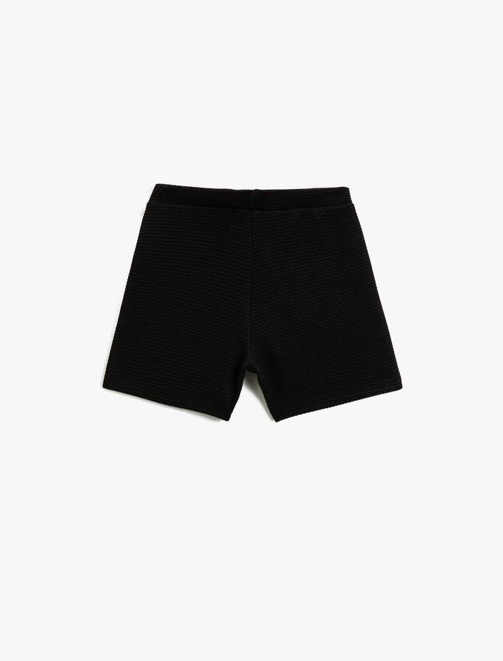 Kız Çocuk Basic Mini Şort Etek Kruvaze Beli Lastikli Dokulu