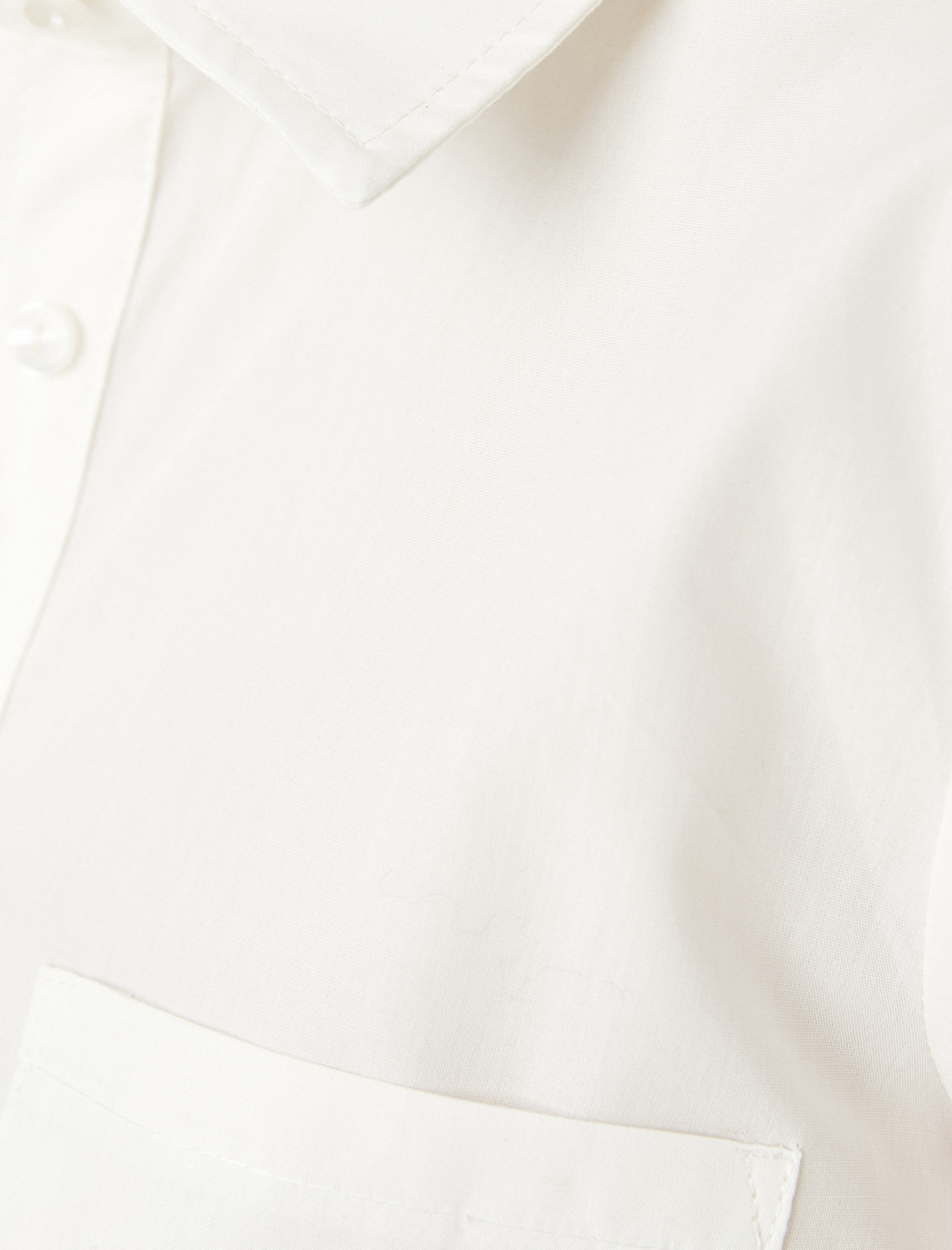   Crop Poplin Gömlek Pamuklu Uzun Kollu Manşet Yaka Cep Detaylı