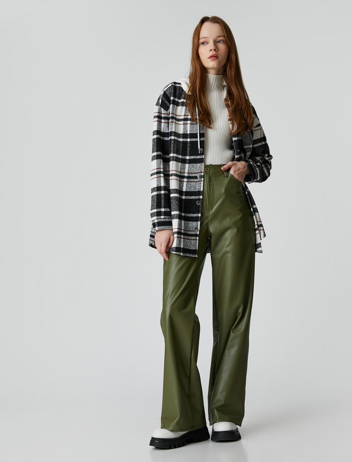  Oduncu Gömlek Ceket Oversize Kapüşonlu Cep Detaylı