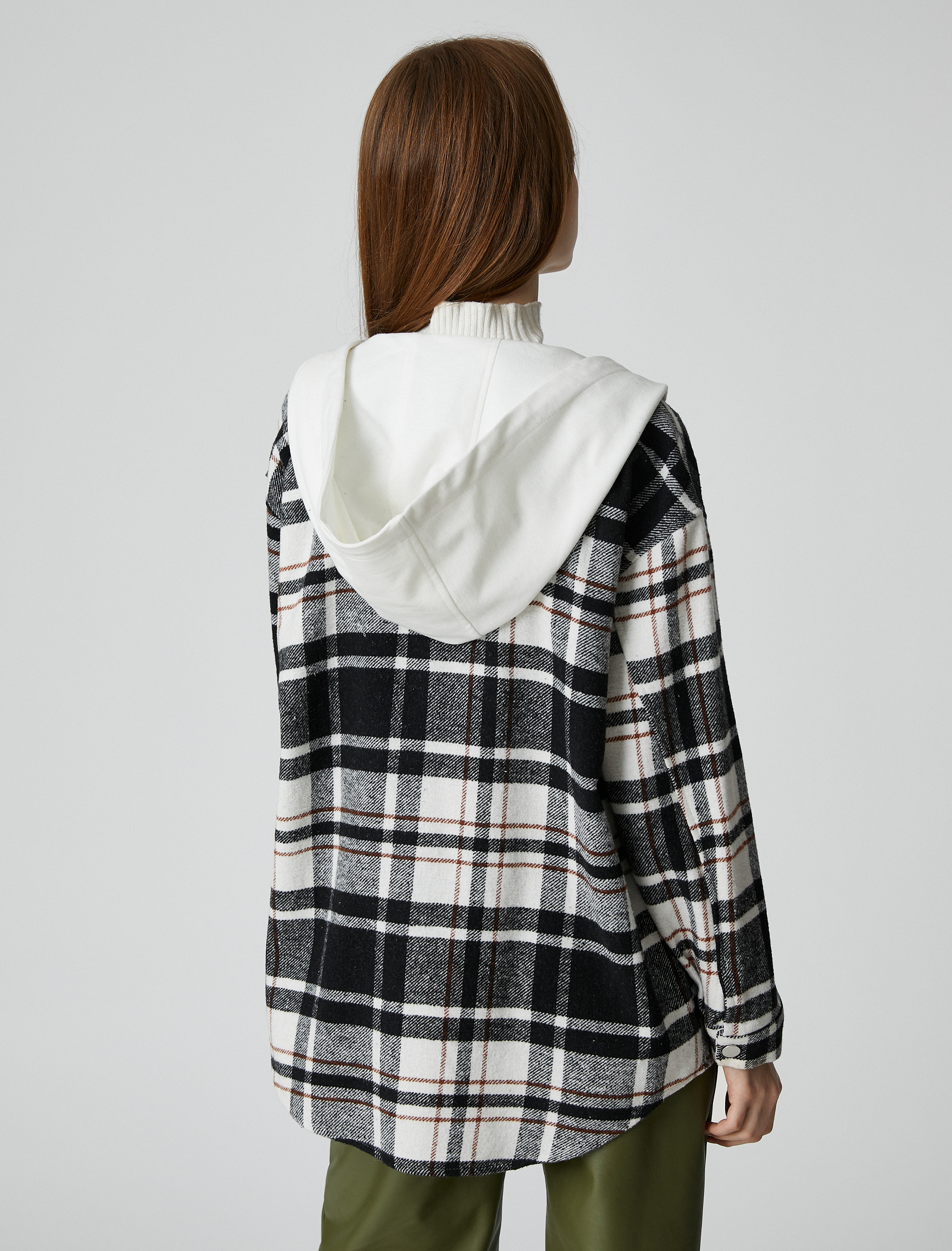   Oduncu Gömlek Ceket Oversize Kapüşonlu Cep Detaylı