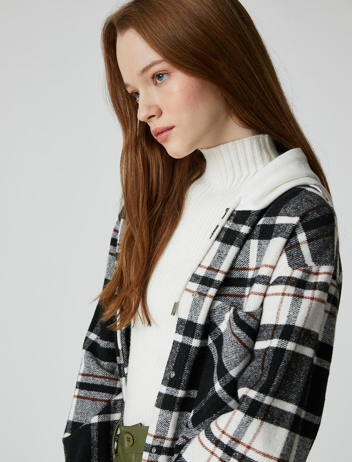  Oduncu Gömlek Ceket Oversize Kapüşonlu Cep Detaylı