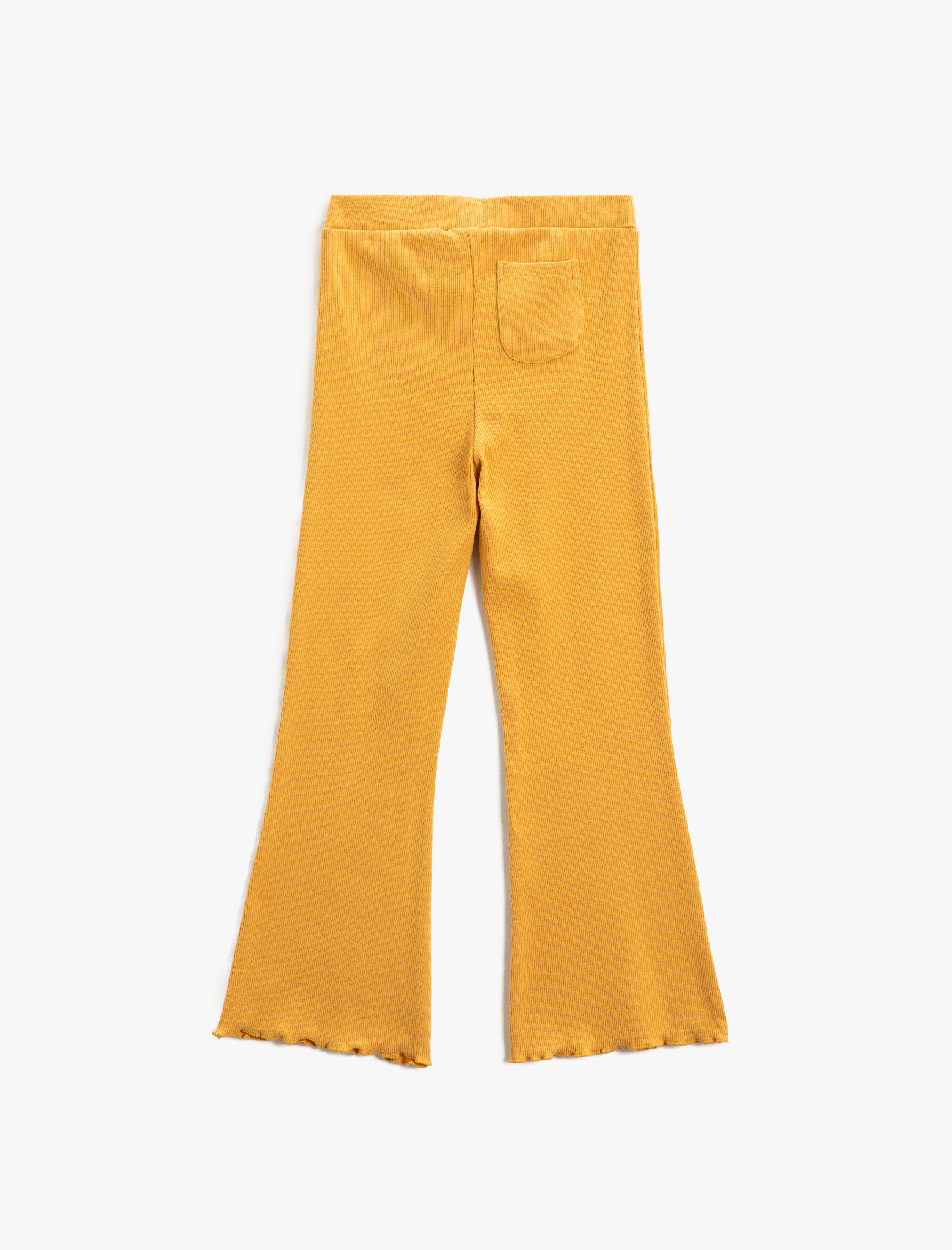  Kız Çocuk Basic İspanyol Paça Tayt Pantolon Fitilli Beli Lastikli