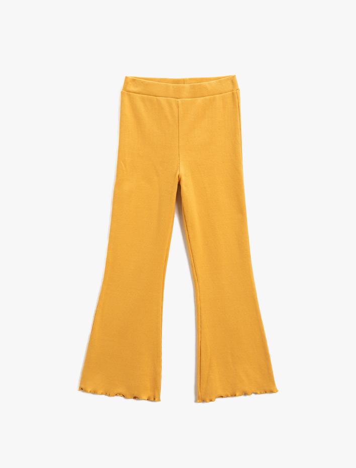 Kız Çocuk Basic İspanyol Paça Tayt Pantolon Fitilli Beli Lastikli