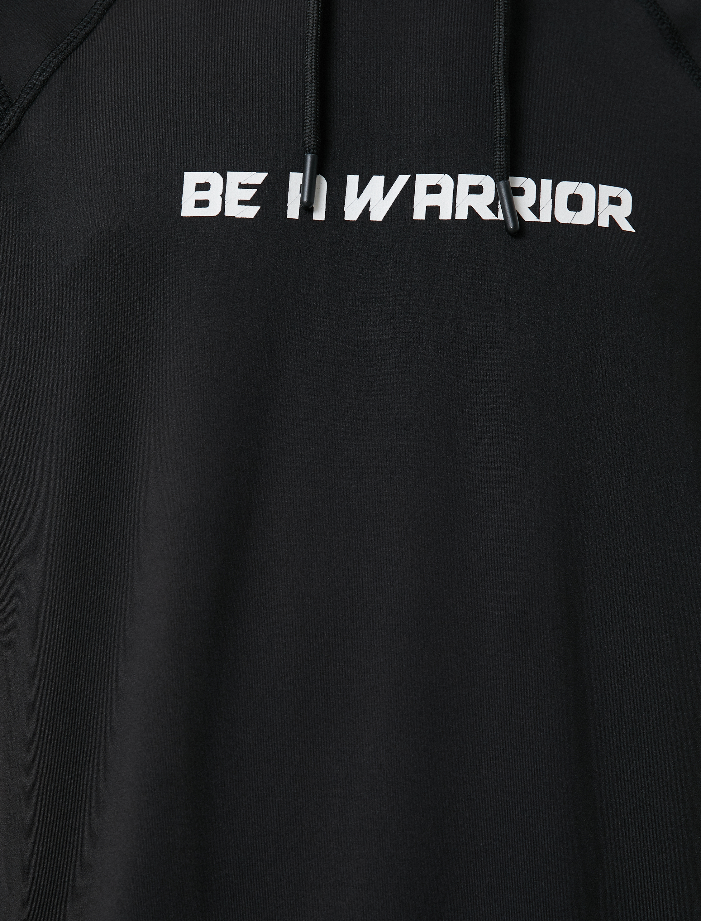   Kapşonlu Spor Tişört Slogan Baskılı Reglan Kol