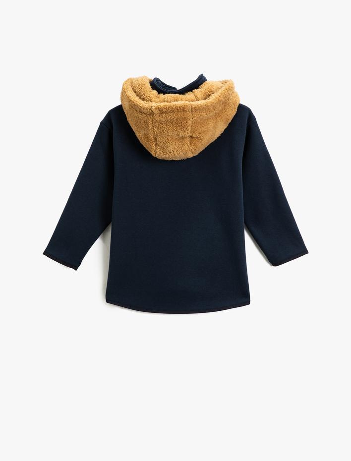 Erkek Çocuk Kapüşonu Çıkarılabilir Sweatshirt Fermuar Detaylı Dik Yaka Cepli Paraşüt Kumaş Detaylı