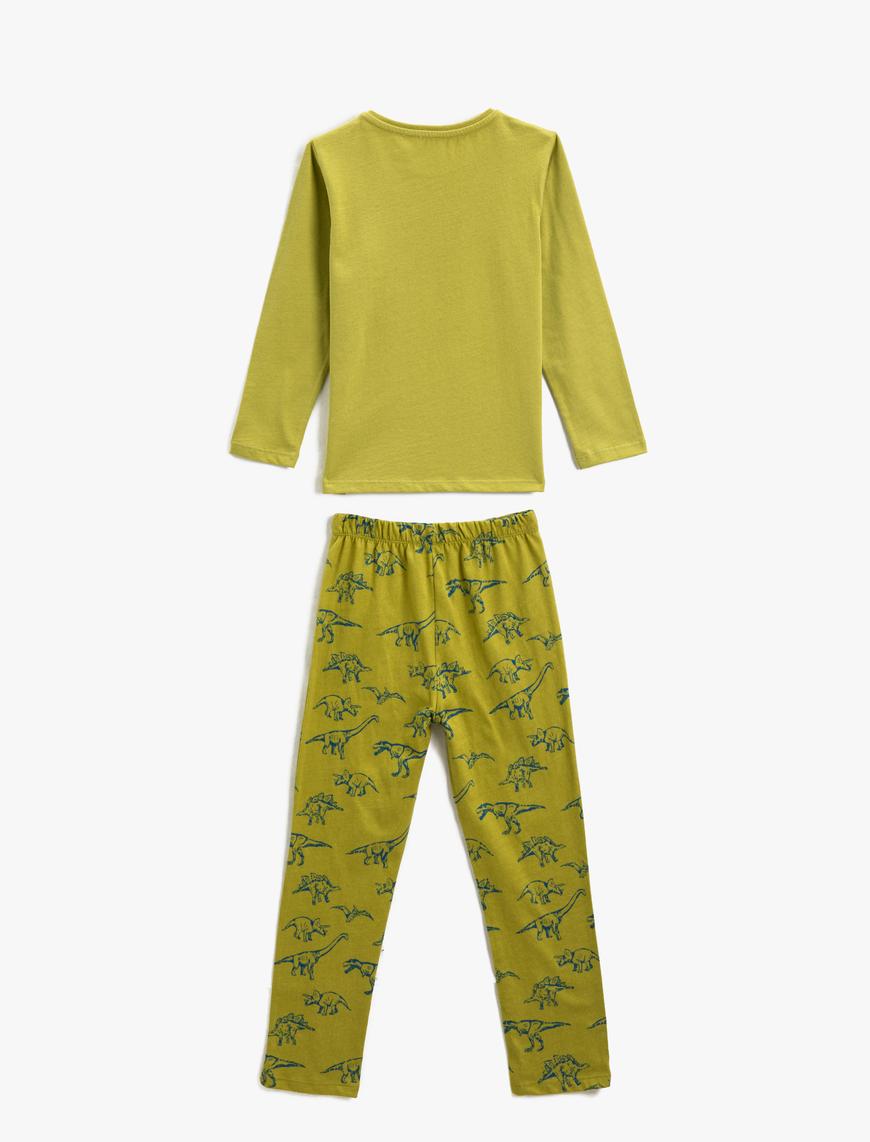  Erkek Çocuk Pijama Takımı Uzun Kollu Tişört ve Beli Lastikli Pijama Altı 2 Parça