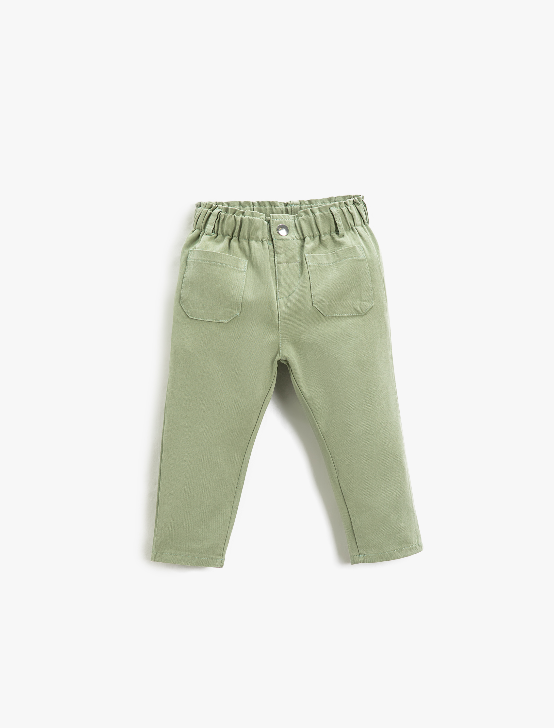  Kız Bebek Chino Havuç Pantolon Cepli Beli Lastikli