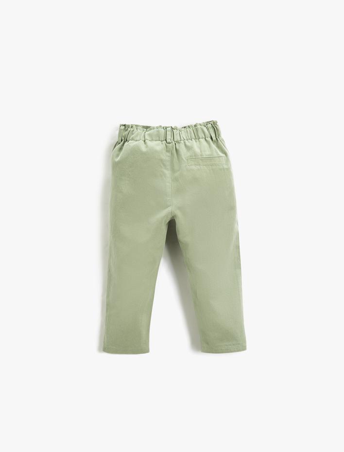Kız Bebek Chino Havuç Pantolon Cepli Beli Lastikli
