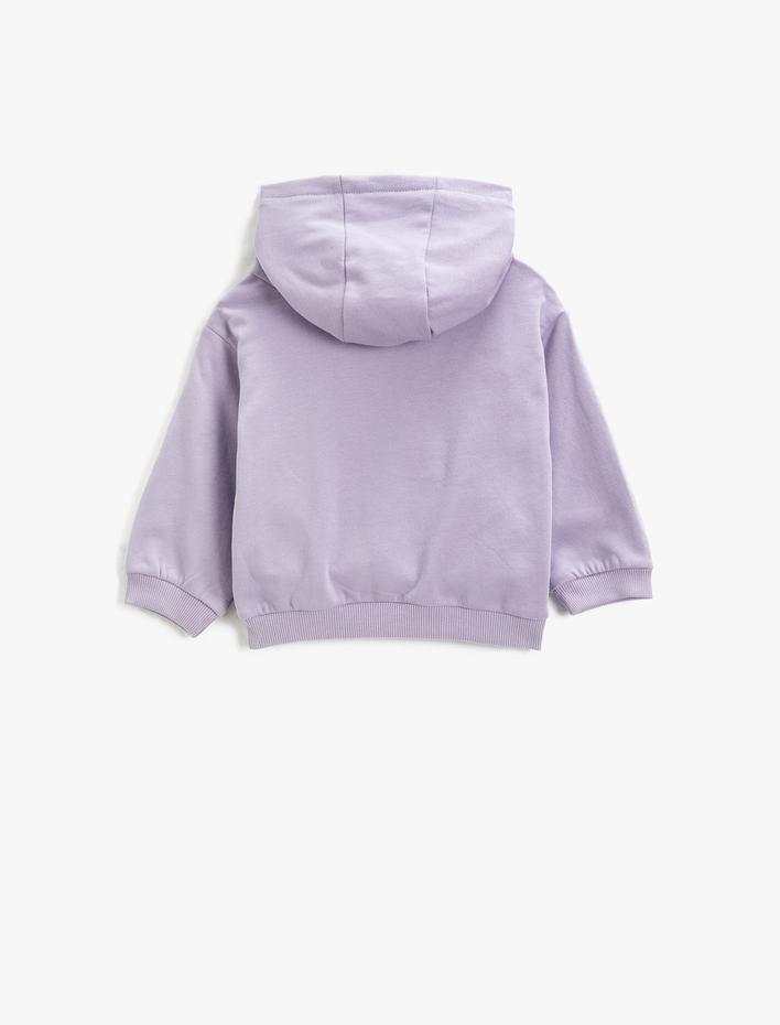 Kız Bebek Unicorn Baskılı Kapşonlu Sweatshirt Uzun Kollu