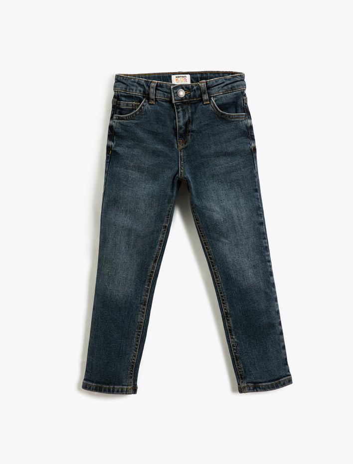 Erkek Çocuk Kot Pantolon Düz Paça Normal Bel - Straight Jean