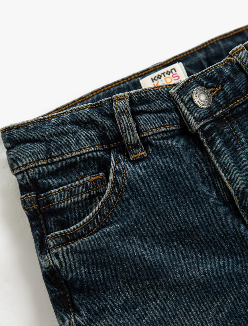  Erkek Çocuk Kot Pantolon Düz Paça Normal Bel - Straight Jean