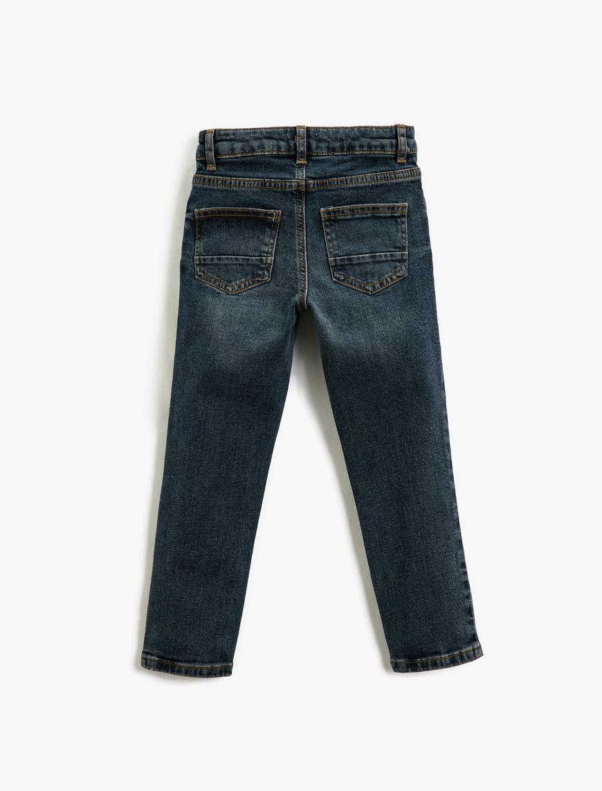  Erkek Çocuk Kot Pantolon Düz Paça Normal Bel - Straight Jean