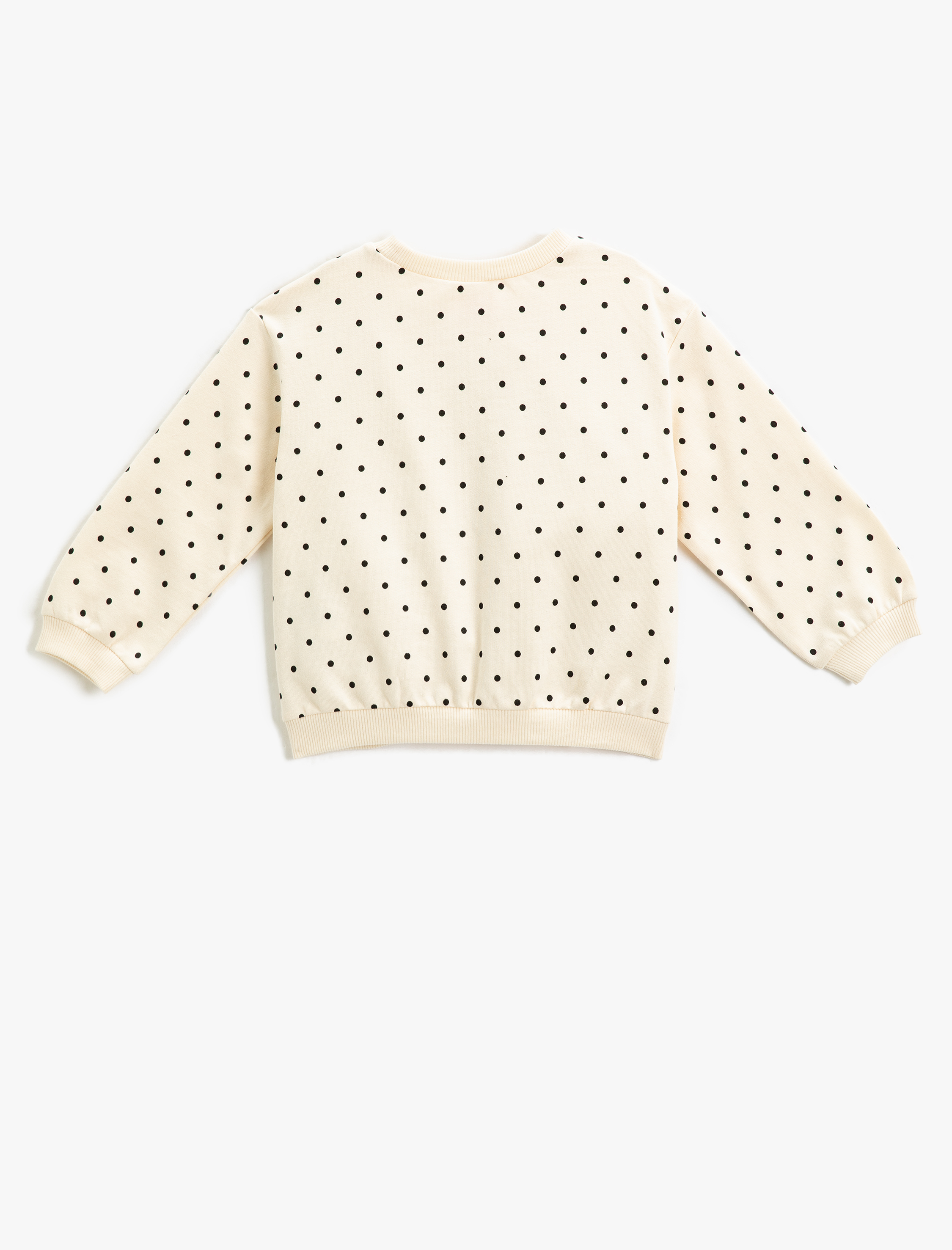  Kız Bebek Puantiyeli Sweatshirt Uzun Kollu Bisiklet Yaka