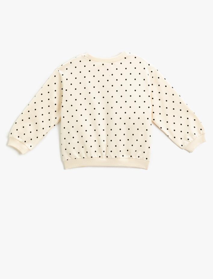 Kız Bebek Puantiyeli Sweatshirt Uzun Kollu Bisiklet Yaka