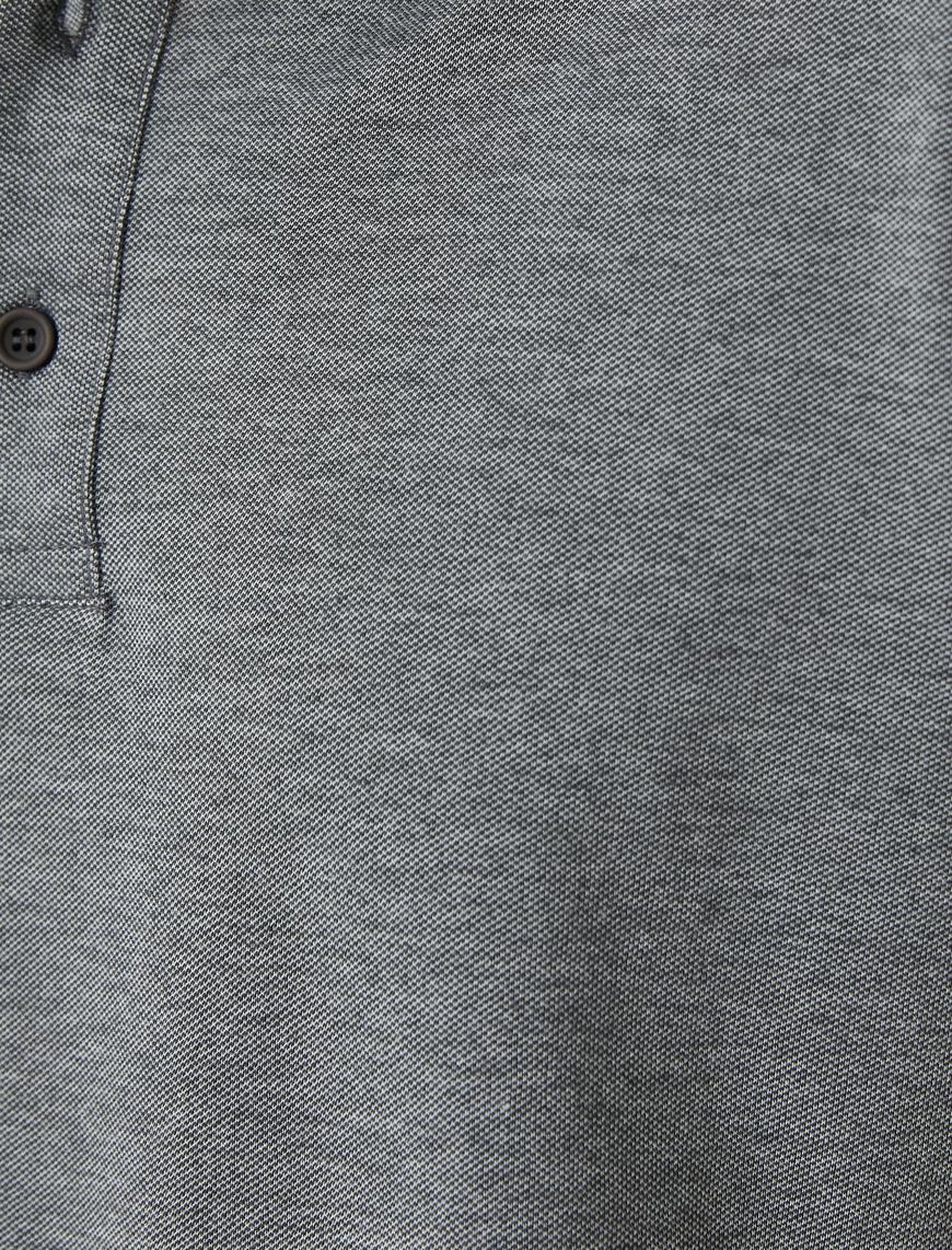   Polo Yaka Tişört Düğme Detaylı Dar Kesim