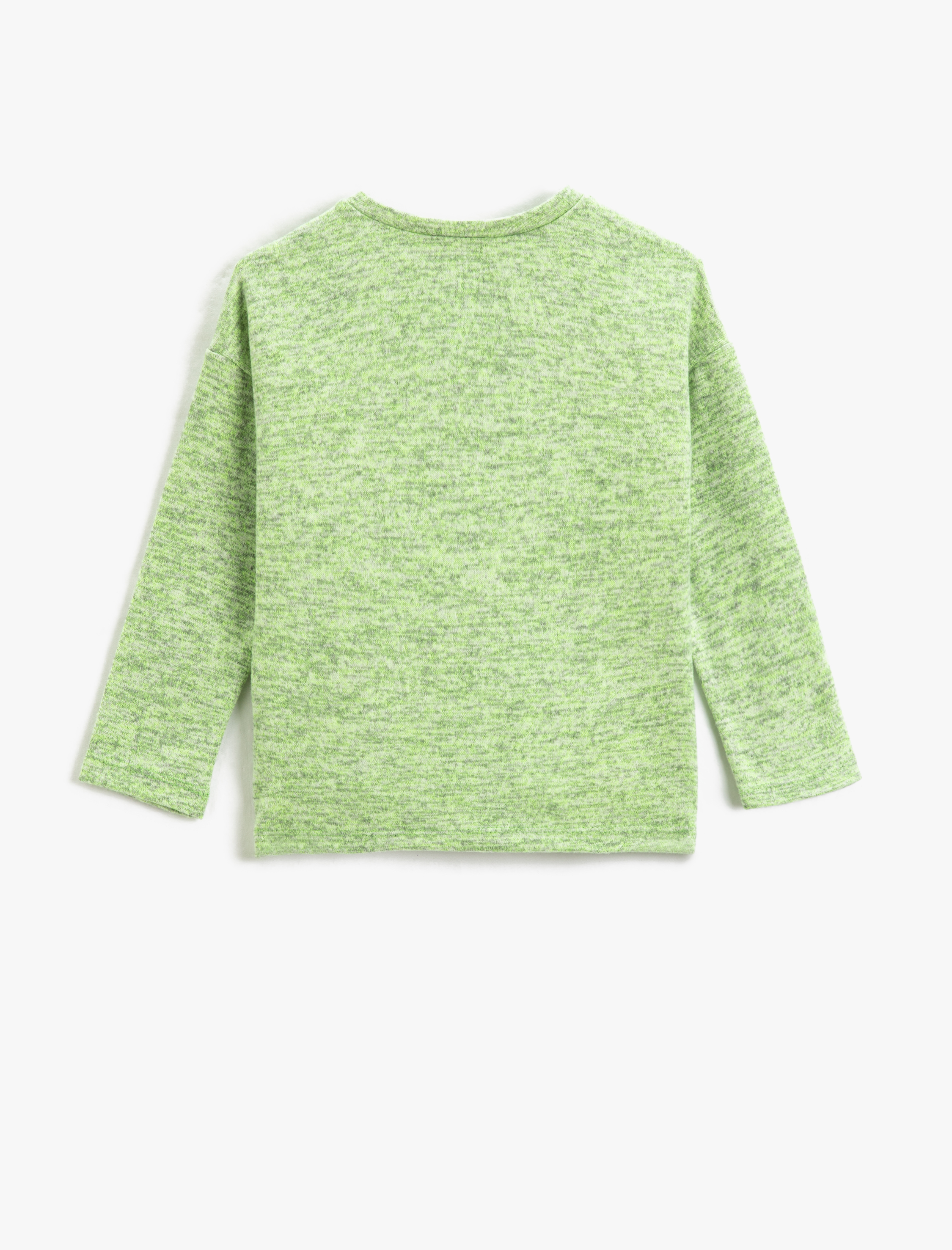  Kız Çocuk Crop Uzun Kollu Tişört Büzgülü Yumuşak Dokulu Yuvarlak Yaka