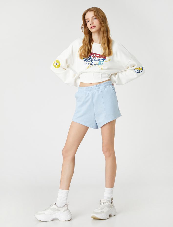  Beli Lastikli Şort Cep Detaylı Nervürlü Rahat Kesim