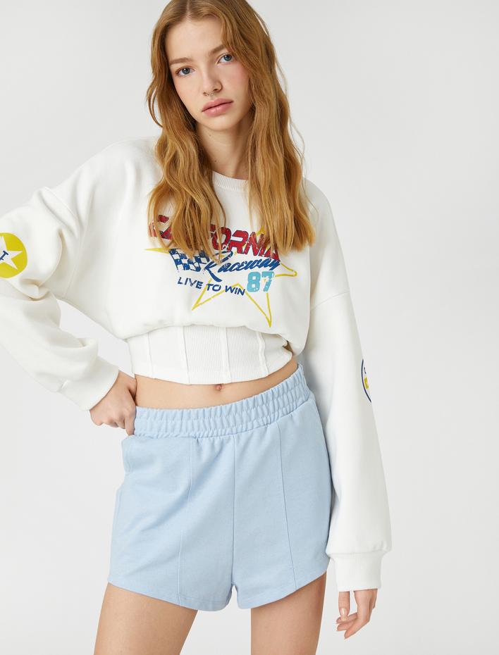  Beli Lastikli Şort Cep Detaylı Nervürlü Rahat Kesim