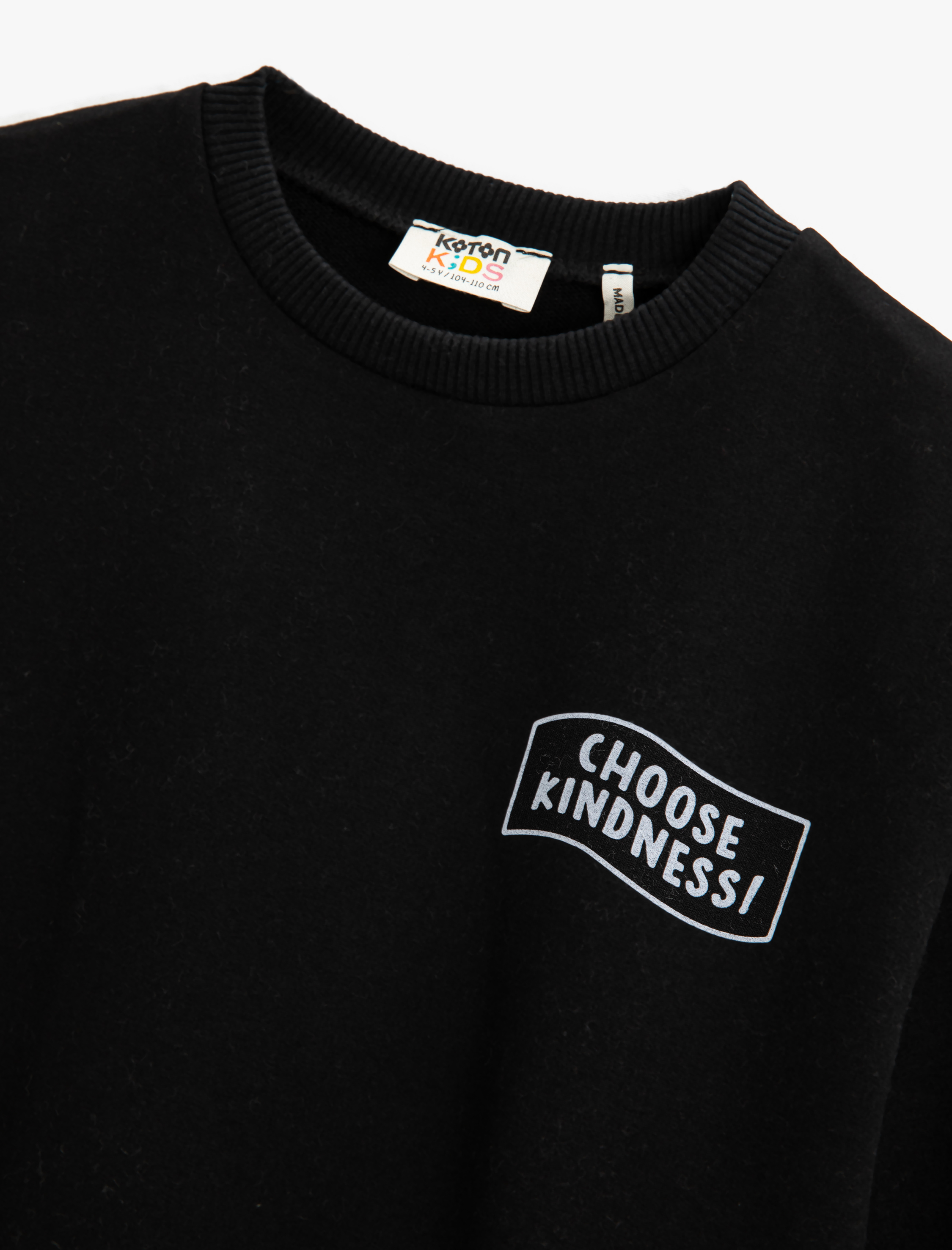  Kız Çocuk Basic Sweatshirt Baskılı Detaylı Uzun Kollu Bisiklet Yaka