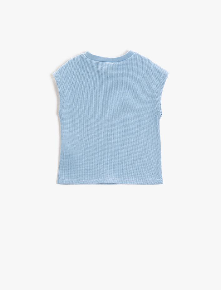 Erkek Bebek Kolsuz Tişört Hayvan Baskı Detaylı Dokulu Bisiklet Yaka