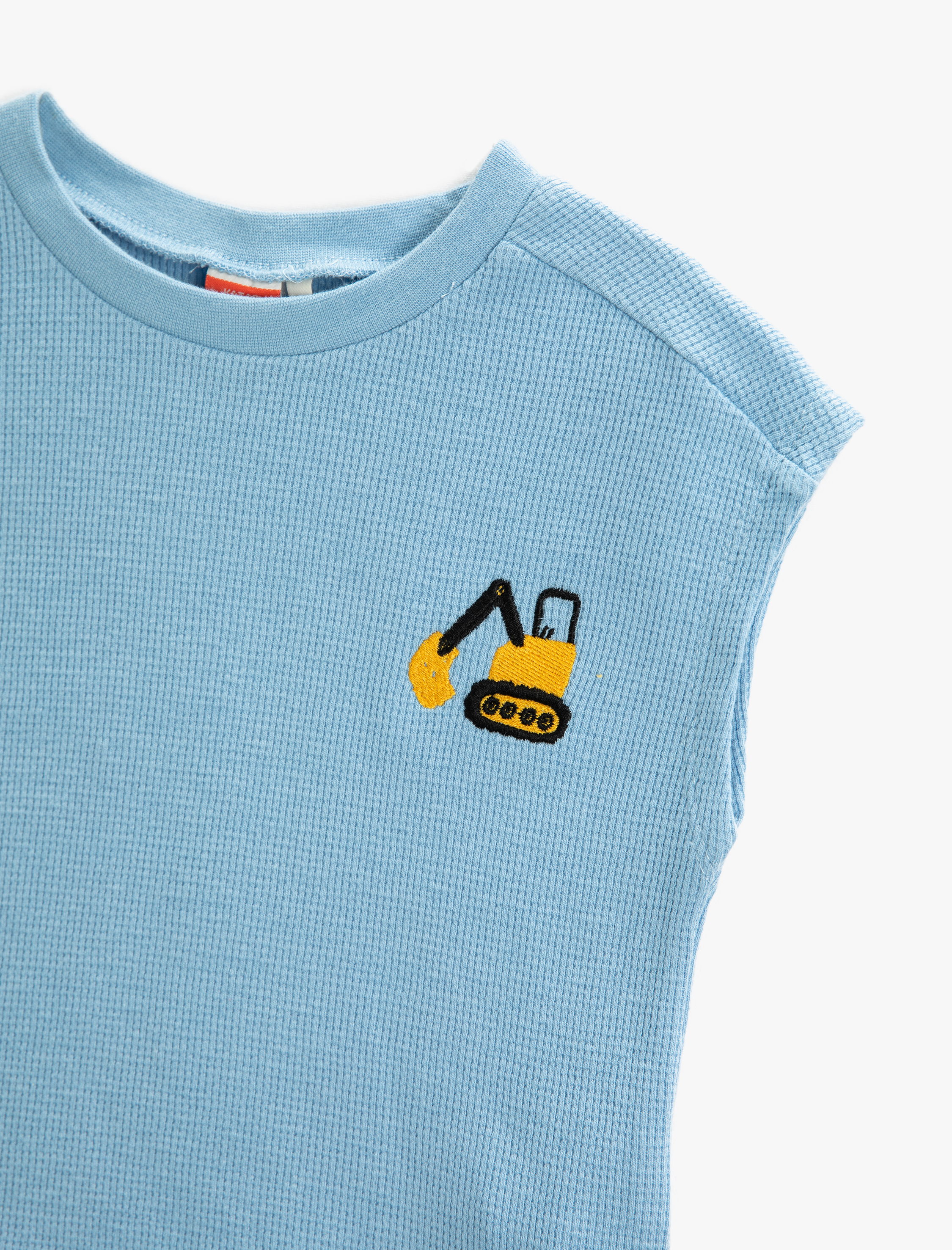  Erkek Bebek Kolsuz Tişört Hayvan Baskı Detaylı Dokulu Bisiklet Yaka