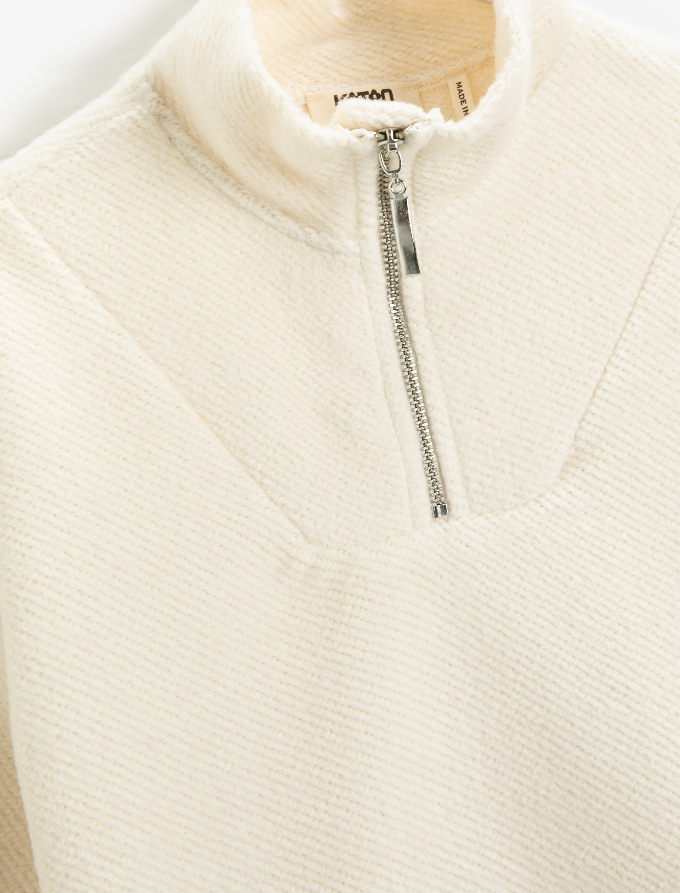  Kız Çocuk Yumuşak Dokulu Basic Sweatshirt Yarım Fermuarlı Dik Yaka Uzun Kollu