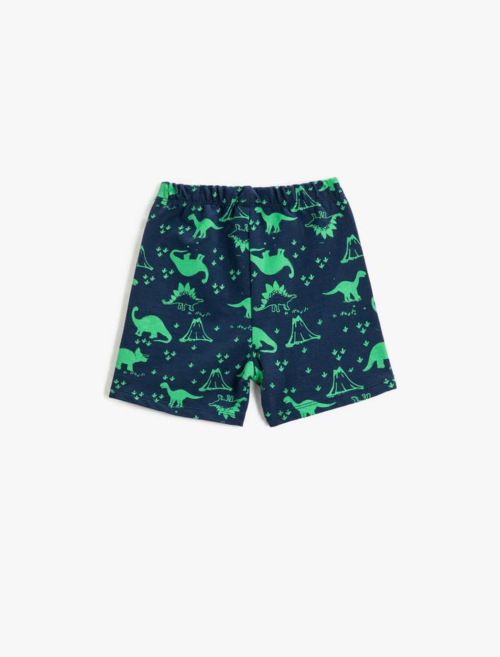 Erkek Bebek Dinozor Baskılı Şort Beli Bağlamalı