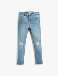 Dar Paça Kot Pantolon - Skinny Jean Beli Ayarlanabilir Lastikli