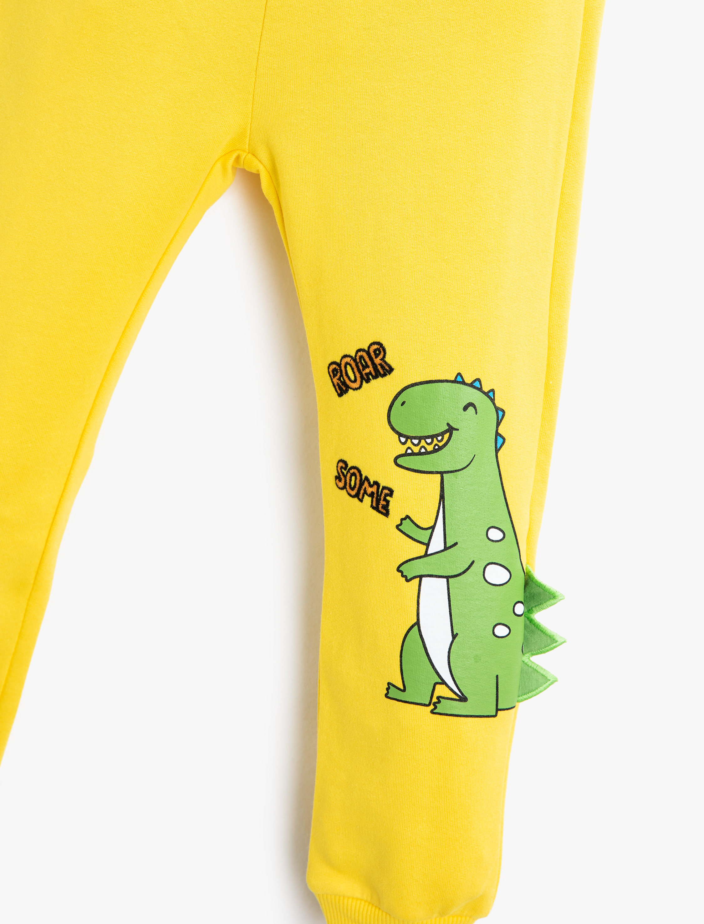  Erkek Bebek Jogger Eşofman Altı Dinozor Baskılı Aplike Detaylı Beli bağlamalı