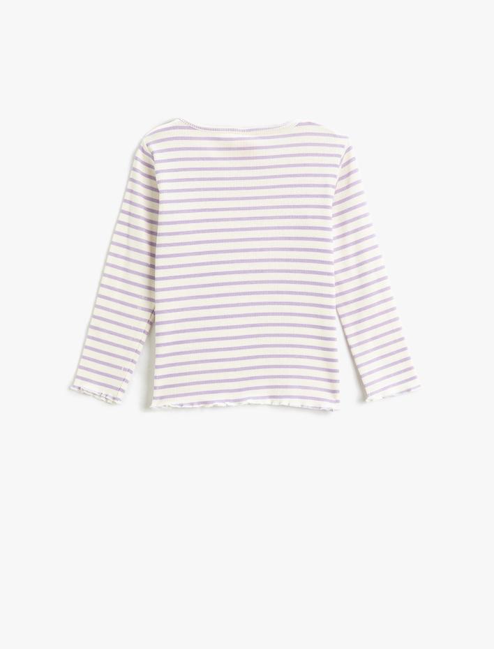 Kız Bebek Uzun Kollu Tişört Yuvarlak Yaka Ribanalı