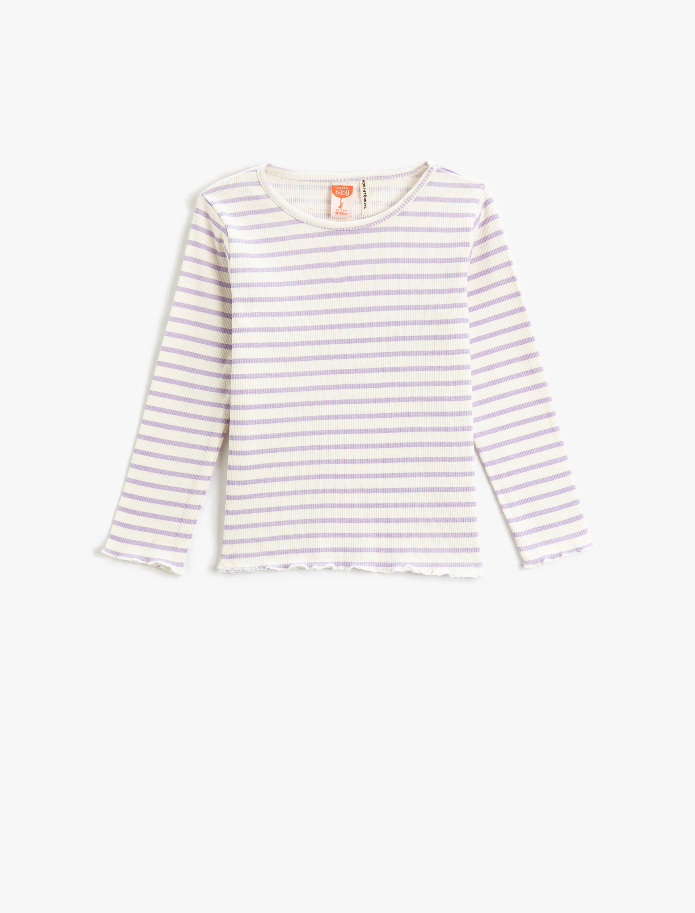  Kız Bebek Uzun Kollu Tişört Yuvarlak Yaka Ribanalı