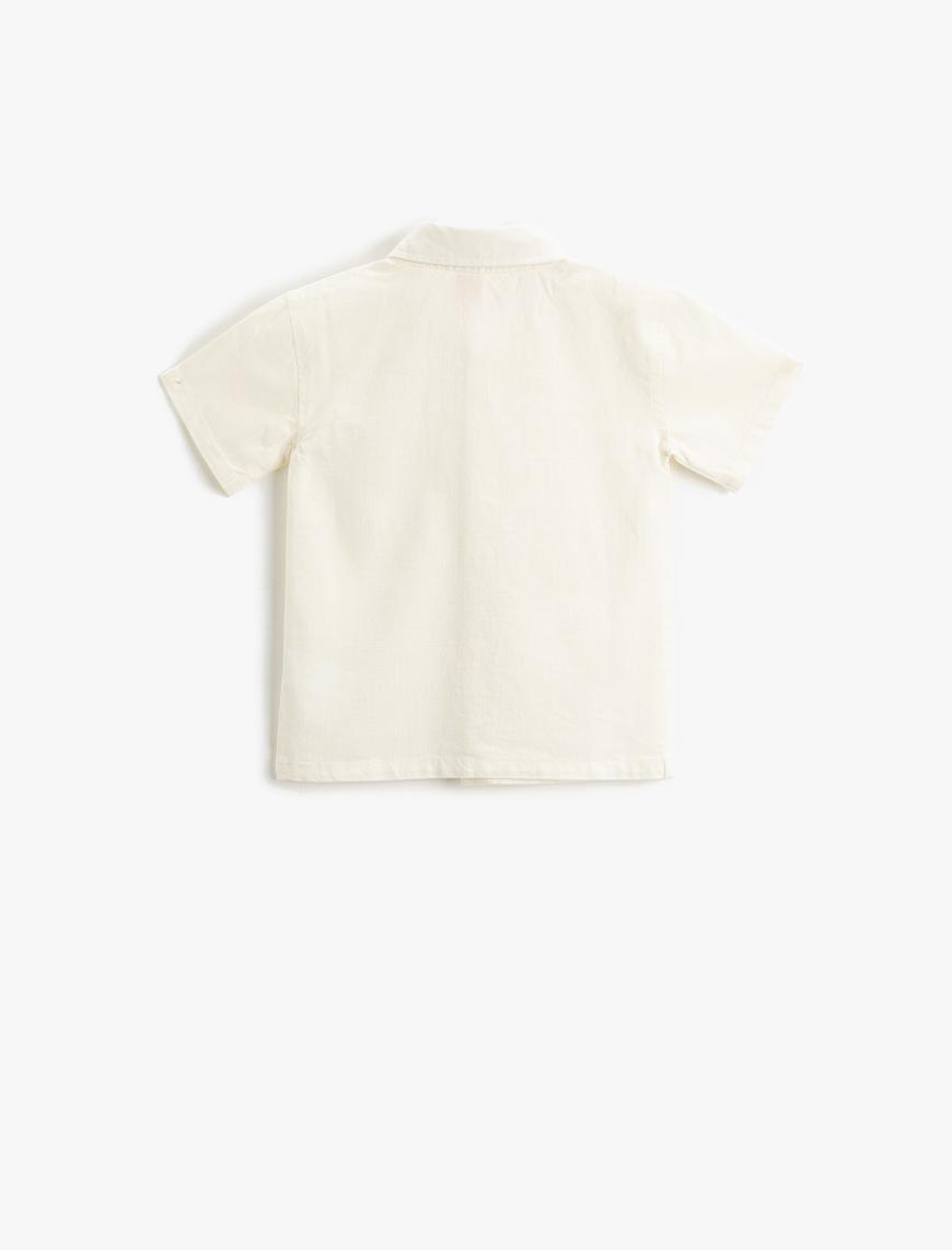  Erkek Bebek Kısa Kollu Pamuklu Gömlek Kapaklı Çift Cepli