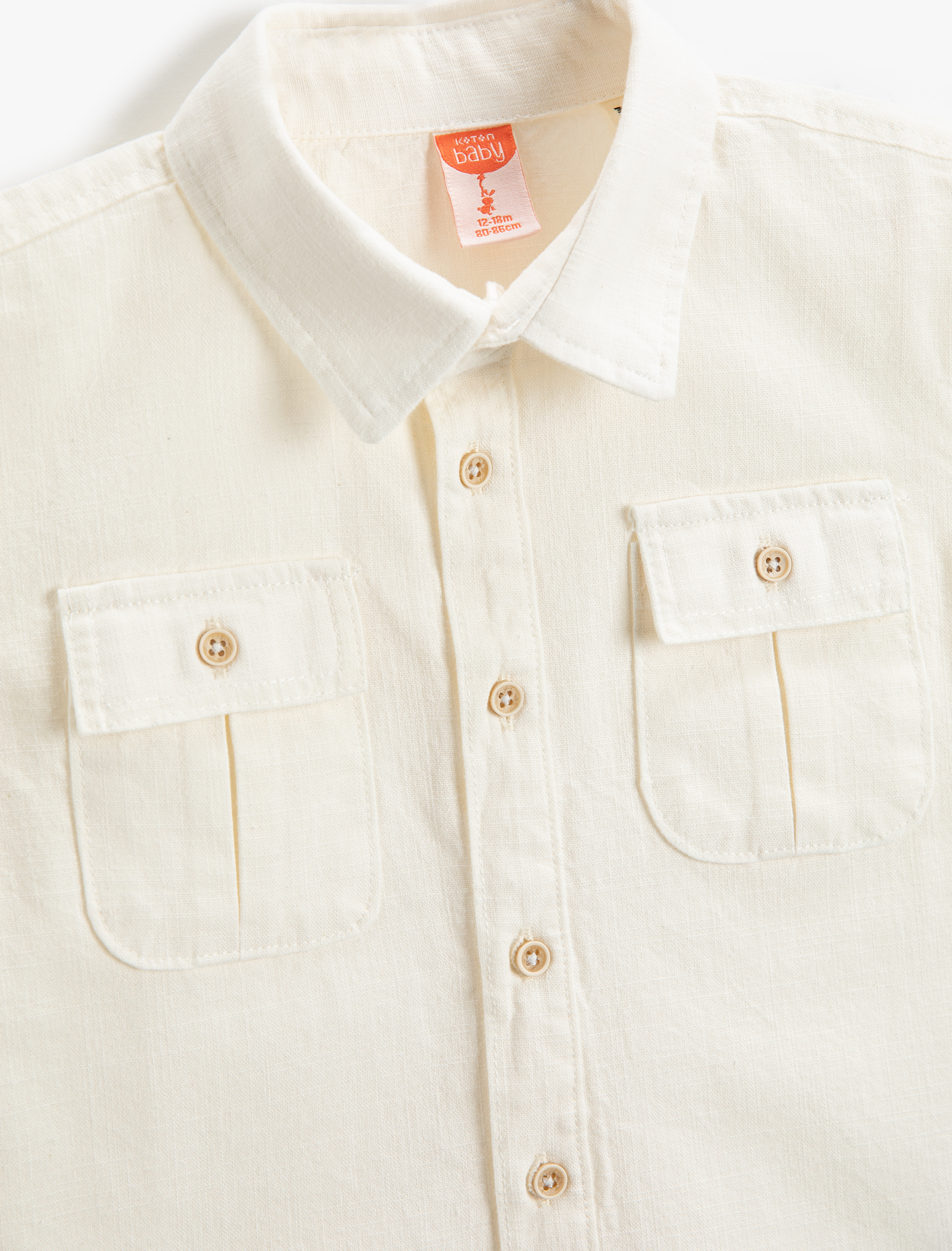  Erkek Bebek Kısa Kollu Pamuklu Gömlek Kapaklı Çift Cepli