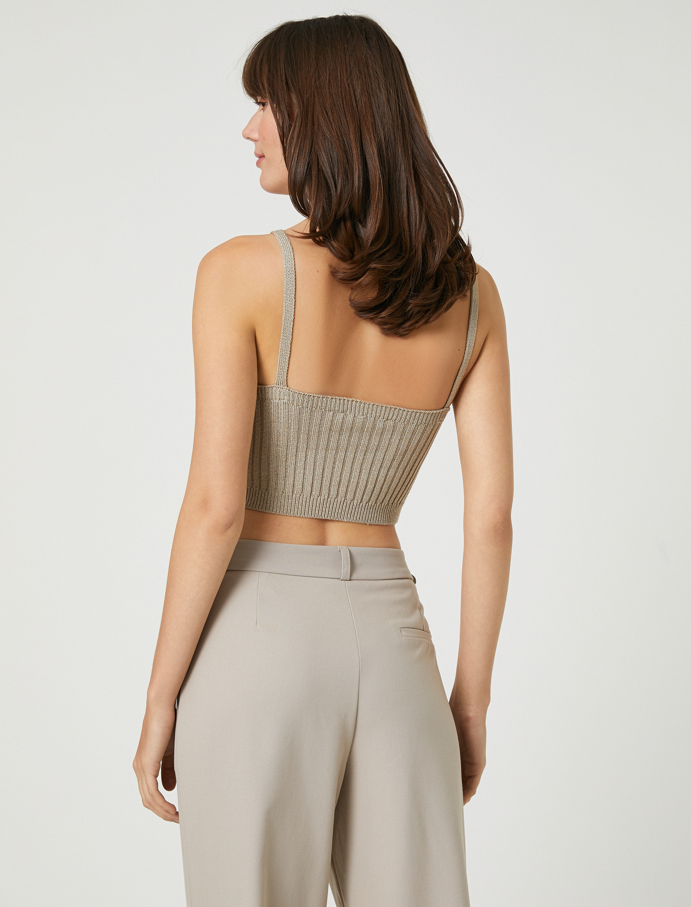   Crop Triko Atlet Askılı V Yaka