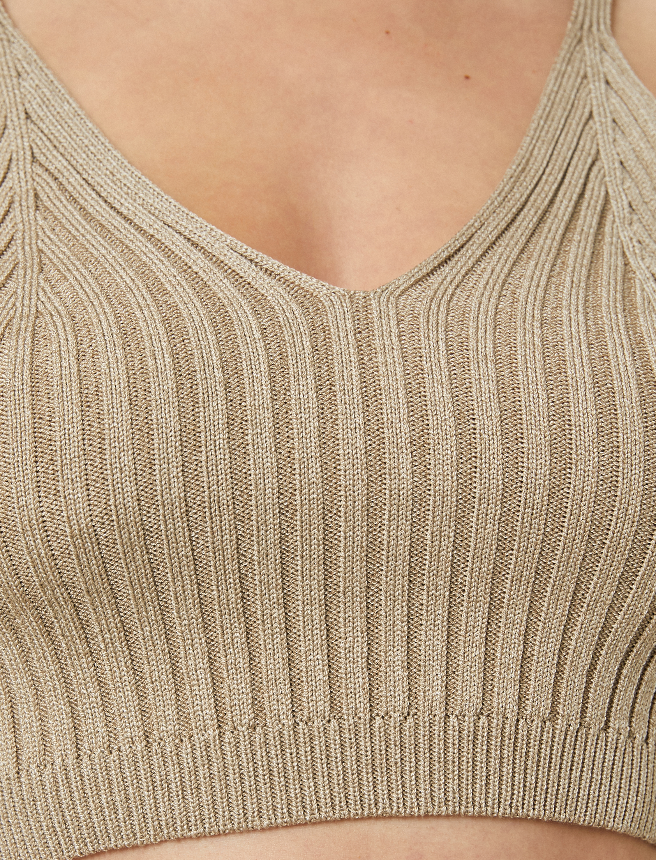   Crop Triko Atlet Askılı V Yaka