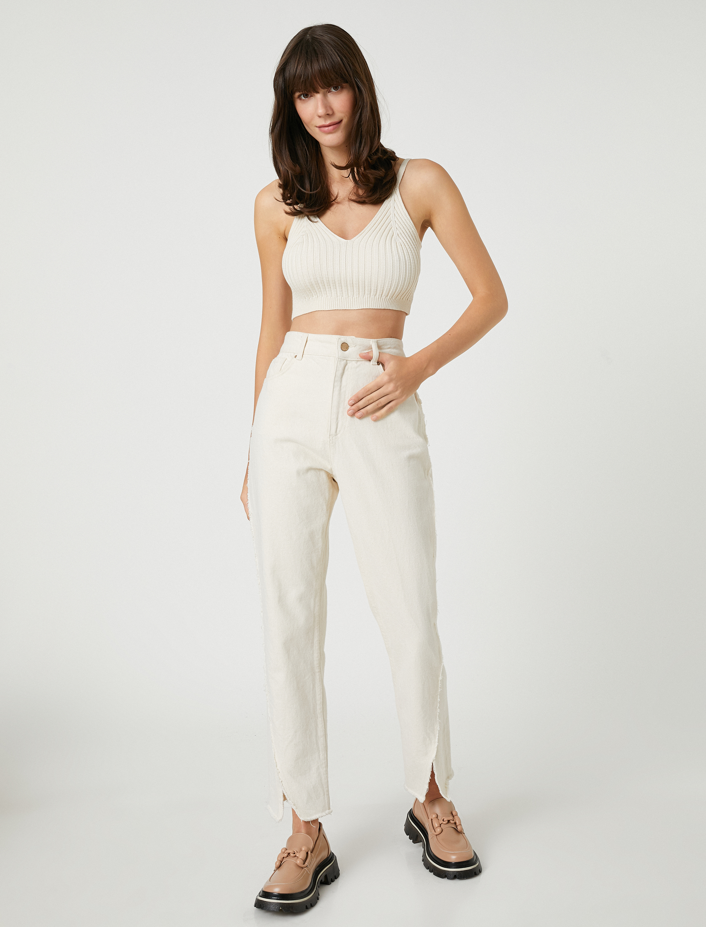   Crop Triko Atlet Askılı V Yaka