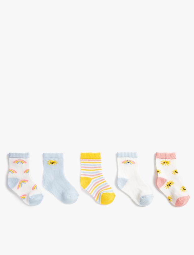  Kız Bebek 5’li Çok Renkli Baskılı Çorap Seti