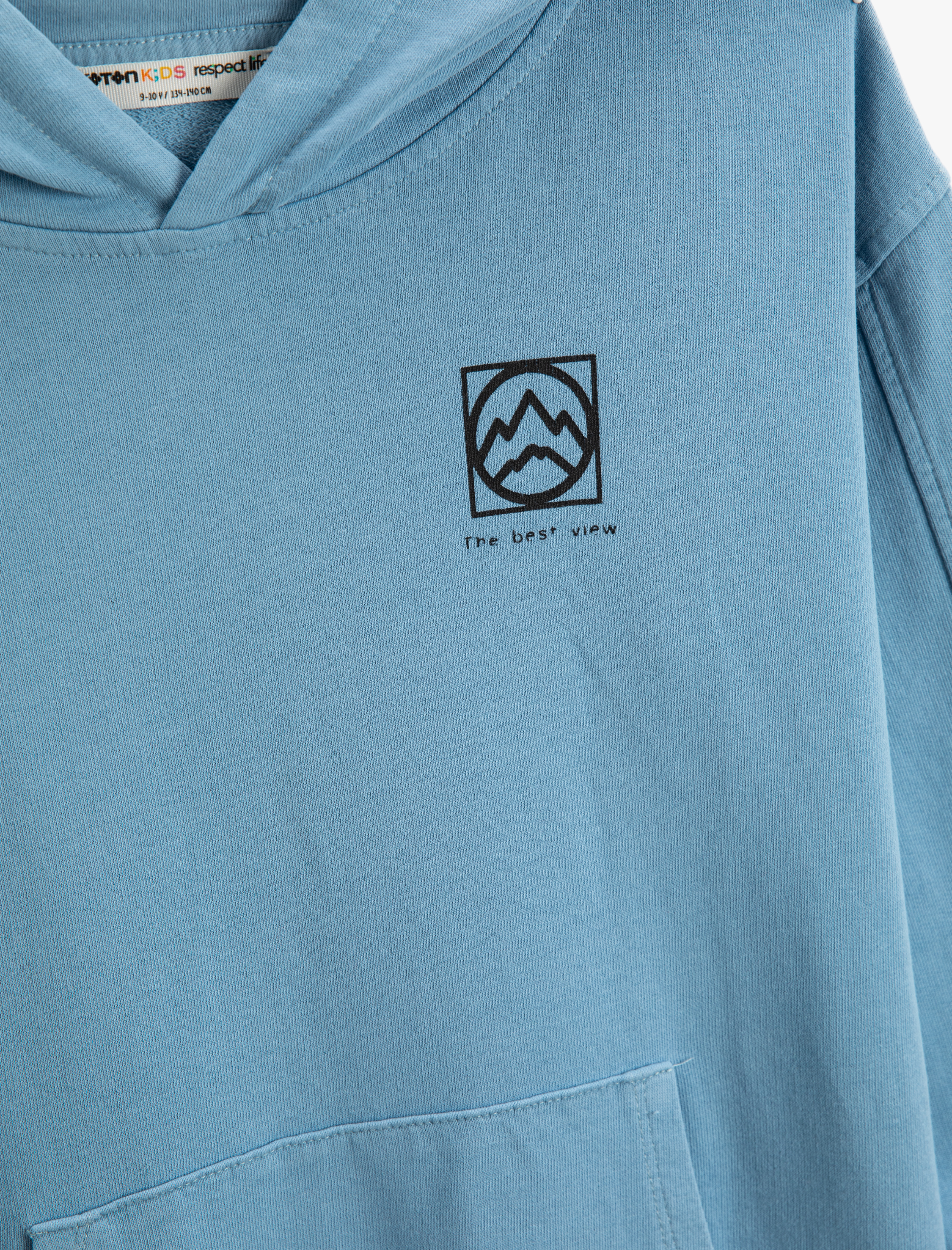  Erkek Çocuk Basic Kapşonlu Sweatshirt Uzun Kollu Baskı Detaylı Pamuklu