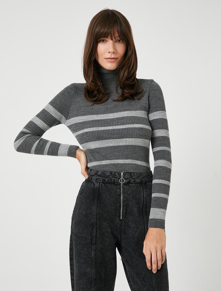  Triko Boğazlı Kazak Dar Kesim Kaşmir Dokulu