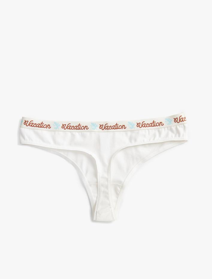  Tanga Külot Pamuklu Lastik Kısmı Slogan Detaylı