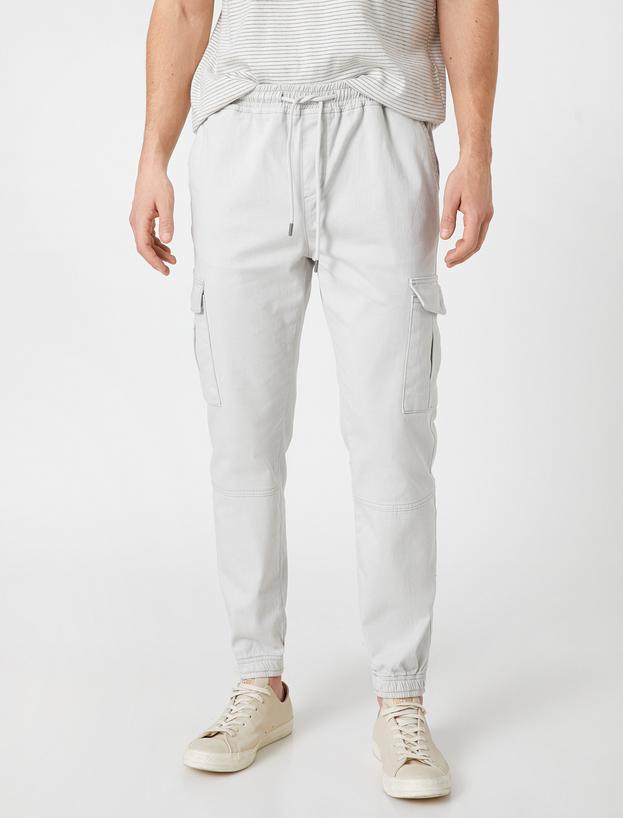   Jogger Kargo Pantolon Beli Bağcıklı Cep Detaylı