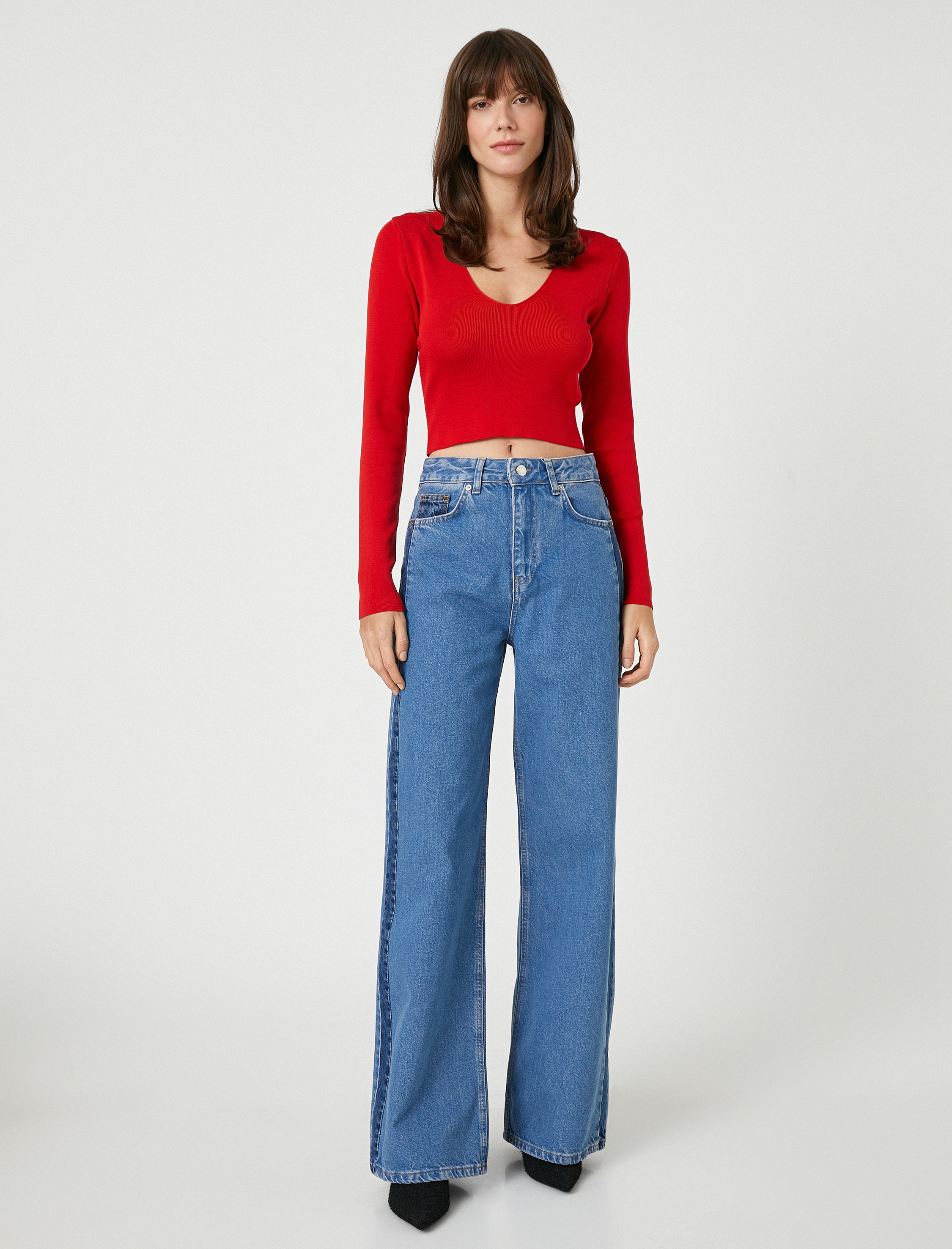   Yumuşak Dokulu Kazak Kısa Kollu Yarım Balıkçı Yaka