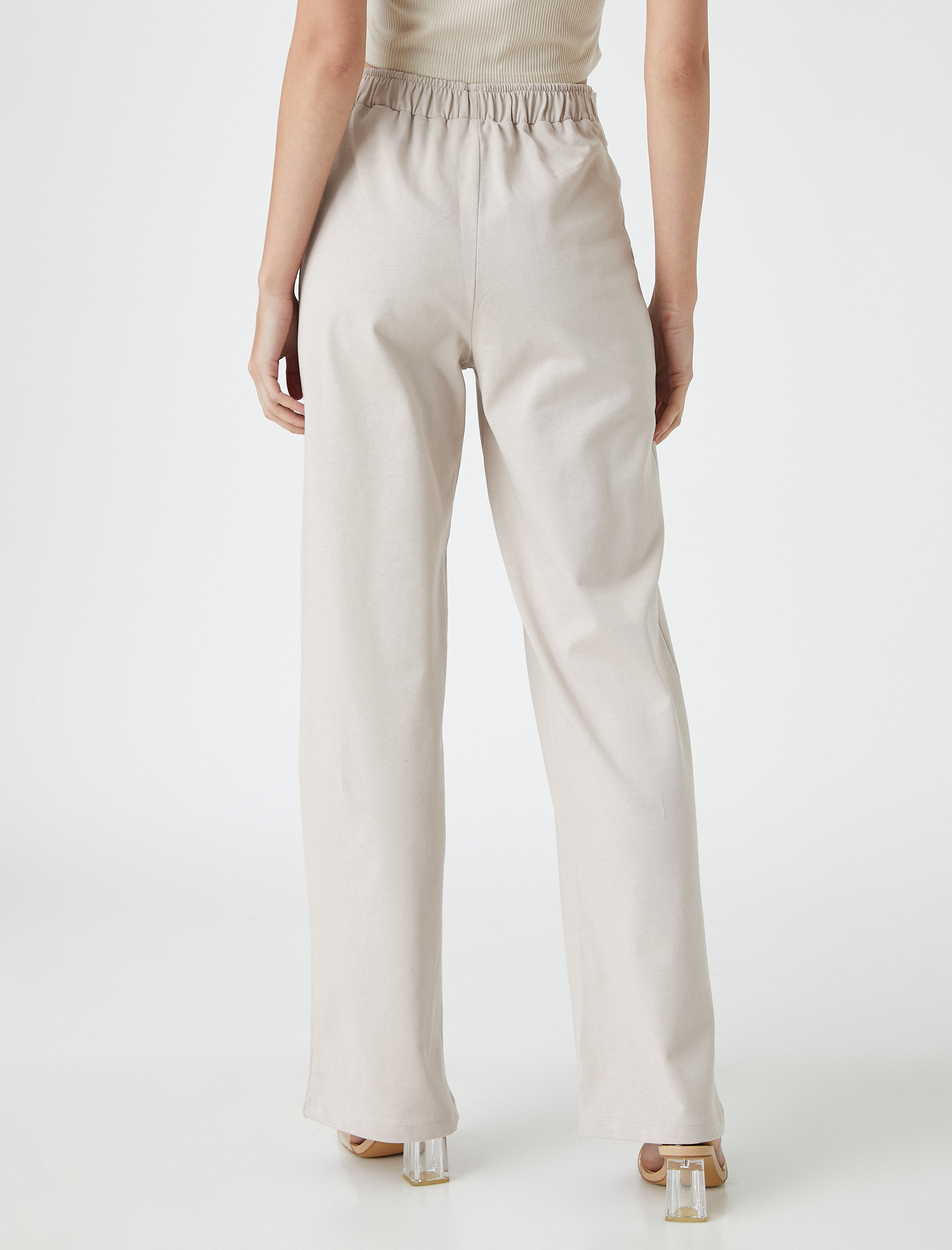   Düz Paça Pantolon Beli Kuşaklı Örme